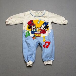 Disney Babies Romper Unisex 6/9 Months Blue Mickey Minnie Mouse Vintage 80s 1984